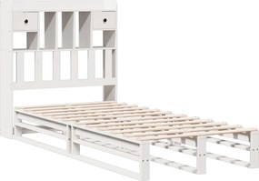 vidaXL Κρεβάτι Βιβλιοθήκη Χωρίς Στρώμα Λευκό 75x190 εκ Μασίφ Πεύκο