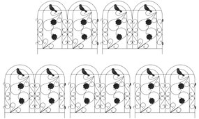 vidaXL Φράχτης Κήπου 5 pcs Μαύρο Ατσάλι