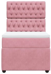 vidaXL Κρεβάτι Boxspring με Στρώμα Ροζ 80 x 200 εκ. Βελούδινο