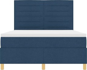 vidaXL Κρεβάτι με ελατήρια με στρώμα Μπλε 140 x 190 cm ύφασμα