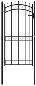 vidaXL Πόρτα Περίφραξης με Ακίδες Μαύρη 103 x 147 εκ. Ατσάλινη