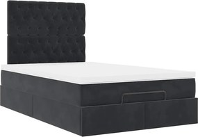 vidaXL Οθωμανικό κρεβάτι με στρώμα &amp; LEDs Μαύρο 120x190 cm Ύφασμα