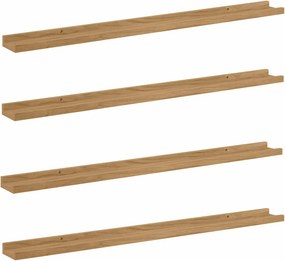 vidaXL Ράφι Τοίχου Επιτοίχιο 4 pcs Καφέ 100 x 9 x 3 cm