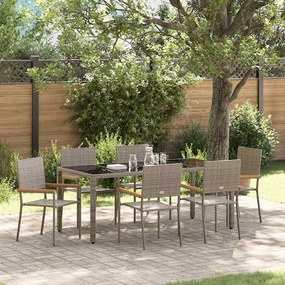 vidaXL Σέτ φαγητού για κήπο 7 pcs Γκρι 190 x 90 x 75 cm