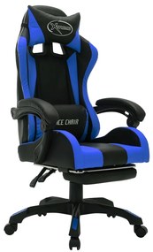 vidaXL Καρέκλα Racing με Φωτισμό RGB LED Μπλε/Μαύρο Συνθετικό Δέρμα