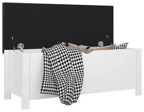VidaXL Κουτί Αποθήκευσης Γυαλ. Λευκό 105x40x45εκ. Μοριοσαν. & Μαξιλάρι