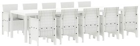 vidaXL Σέτ φαγητού για κήπο με μαξιλάρι 11 pcs Λευκό και Ανοιχτό γκρι