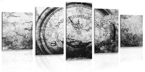Ρολόι αντίκα 5 τμημάτων εικόνας σε ασπρόμαυρο - 100x50