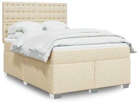 vidaXL Κρεβάτι Boxspring με Στρώμα Κρεμ 140x190 εκ. Υφασμάτινο