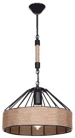 Φωτιστικό Οροφής PWL-0975 Φ33x61cm 1xΕ27 60W Black-Natural