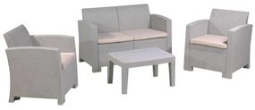 Set SAVANNA K/D (Τραπ+2-θέσ+2Πολ) Sand Grey (Μαξιλ.Μπεζ) Table+Sofa 2Seater+2 Armchairs