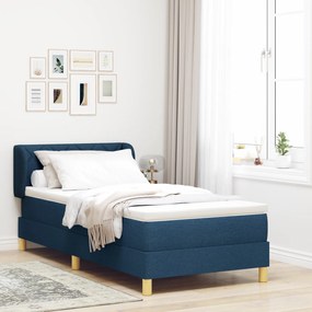 vidaXL Κρεβάτι Box Spring με Στρώμα Μπλε 90x200 εκ Υφασμάτινο