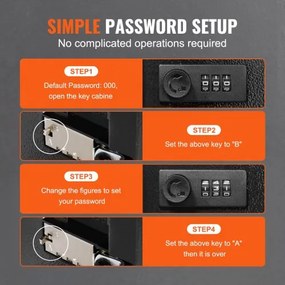 VEVOR 48-Key Cabinet Key Safe with Combination Lock &amp; Keys Adjustable Racks