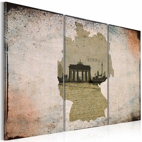 Πίνακας - map: Germany, Brandenburg Gate - triptych 120x80