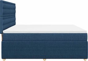 vidaXL Κρεβάτι Boxspring με Στρώμα Μπλε 180x200 εκ. Υφασμάτινο