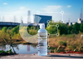 Intra Συλλεκτικό Ξύλινο Παζλ Plywood 4mm - Μπουκάλι καθαρού νερού σε τσιμεντένιο τοίχο Σε Ξύλινο Κουτί - Διαστάσεις: 10x10 cm – 25 κομμάτια