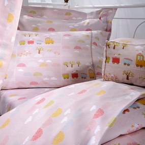 Πάντα Βρεφική ΣΧ.123 Pink-Multi Down Town 60x67x60+40cm 100% Cotton Satin