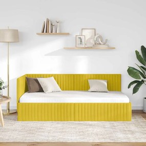 vidaXL Κρεβάτι Γωνίας με κεφαλάρι Κίτρινο 90 x 190 cm Βελούδο