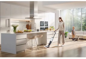 Κάθετη ηλεκτρική σκούπα Tineco Floor One S7 Steam Plus 4B1, 240W, Στεγνό/Υγρό, 0,7 l βρώμικο/0,8 l καθαρό, οθόνη LED και φωτισμός, Ατμός + στέγνωμα, Λευκό/μαύρο