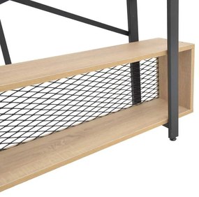 Βιβλιοθήκη Fifer pakoworld σε oak-μαύρη απόχρωση 120x28x185εκ