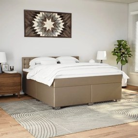 vidaXL Κρεβάτι Boxspring με Στρώμα Καπουτσίνο 180x200 εκ. Συνθ. Δέρμα