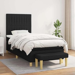 vidaXL Κρεβάτι Boxspring με Στρώμα Μαύρο 100 x 200 εκ. Υφασμάτινο