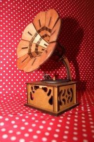 Intra απο ξύλο plywood 3mm-4mm πάχος - Grammofon 3d παζλ διάνυσμα Δίασταση 30x30 cm Intraeaxys-ro6wem1x