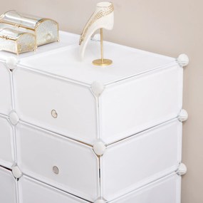 HOMCOM Ντουλάπι παπουτσιών, ράφι με κουτιά αποθήκευσης, ντουλάπα, πλαστικό, ατσάλι, λευκό, 75 x 37 x 73 εκ.