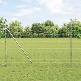 vidaXL Φράχτης με Στήλες. Ασημί 1.5 x 10 m Ατσάλι