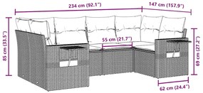 vidaXL Καναπές Κήπου 6 Τεμαχίων Μαύρο από Συνθετικό Ρατάν με Μαξιλάρια