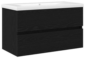 vidaXL Ντουλάπα Νεροχύτη Μαύρη δρυς 80 x 39 x 62 εκ Επεξεργασμένο ξύλο