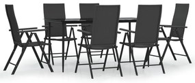 vidaXL Σετ Τραπεζαρίας Κήπου 7 Τεμαχίων Μαύρο από Συνθετικό Ρατάν