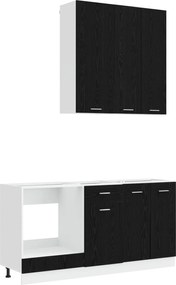 vidaXL Μονάδα κουζίνας LYON 5 pcs Μαύρη Δρυς Επεξεργασμένο Ξύλο