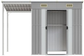 vidaXL Αποθήκη Κήπου Εκτεταμένη Οροφή Αν. Γκρι 277x110,5x181 εκ Ατσάλι