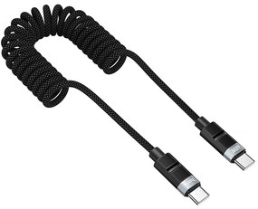 Καλώδιο Hoco DU59 Bamboo USB-C σε USB-C 60W Spring Braided Μαύρο 1.5m