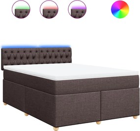 vidaXL Κρεβάτι Boxspring με Στρώμα Σκούρο Καφέ 140x190 εκ. Υφασμάτινο