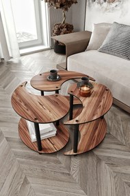 Τραπεζάκι Σαλονιού 3 τεμαχίων Καρυδιά 70x70x38 cm