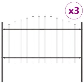 vidaXL Φράχτης κήπου  με καμπύλη κορυφή, γκρι, 5,1x1 μ, από χάλυβα