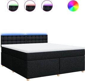 vidaXL Κρεβάτι Boxspring με Στρώμα Μαύρο 180x200 εκ. Υφασμάτινο