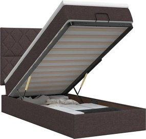vidaXL Κρεβάτι Ottoman με στρώμα Σκούρο Καφέ 90 x 190 cm Ύφασμα