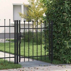 vidaXL Καγκελόπορτα Μονή με Ακίδες Μαύρη 1 x 1 μ. Ατσάλινη