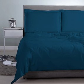 Σεντόνι Satin Plain Dark Blue Aslanis Home Υπέρδιπλo 250x270cm 100% Βαμβακοσατέν