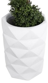 GloboStar® Artificial Garden VARENNA 20743 Επιδαπέδιο Πολυεστερικό Τσιμεντένιο Κασπώ Γλάστρα - Flower Pot Λευκό Φ40 x Υ60cm