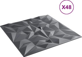 vidaXL Πάνελ τοίχου 48 pcs Αμέθυστος Γκρι 50 x 50 cm Φελιζόλ XPS