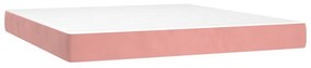 vidaXL Κρεβάτι Boxspring με Στρώμα &amp; LED Ροζ 160x200 εκ. Βελούδινο