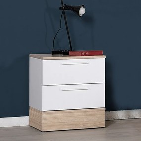 Κομοδίνo Base Megapap χρώμα λευκό - sonoma 45x40x52εκ.
