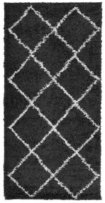 vidaXL Χαλί Shaggy PAMPLONA Ψηλό Πέλος Μοντέρνο Μαύρο/Κρεμ 100x200εκ