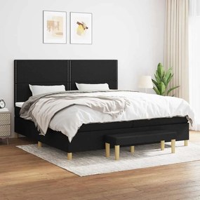 vidaXL Κρεβάτι Boxspring με Στρώμα Μαύρο 200x200 εκ. Υφασμάτινο