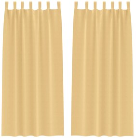 vidaXL Κουρτίνες με κουρτίνες 2 pcs Μπεζ 245 x 140 εκ. Πολυεστέρας