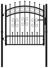 vidaXL Πόρτα Περίφραξης με Κορυφή Δόρυ Μαύρη 103x100 εκ. από Ατσάλι με Ηλεκτροστατική Βαφή